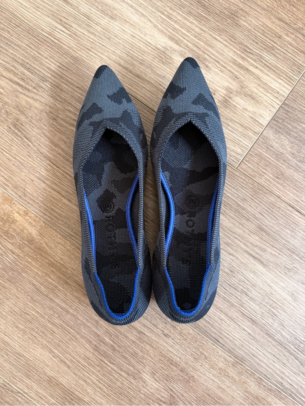 Rothy’s The Point Gray Camo Flats Size 10 NWOB